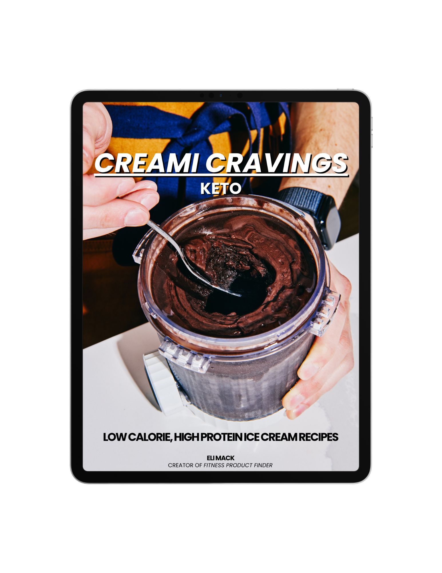 Creami Cravings Keto low-carb Ninja Creami recipe book shown on an iPad