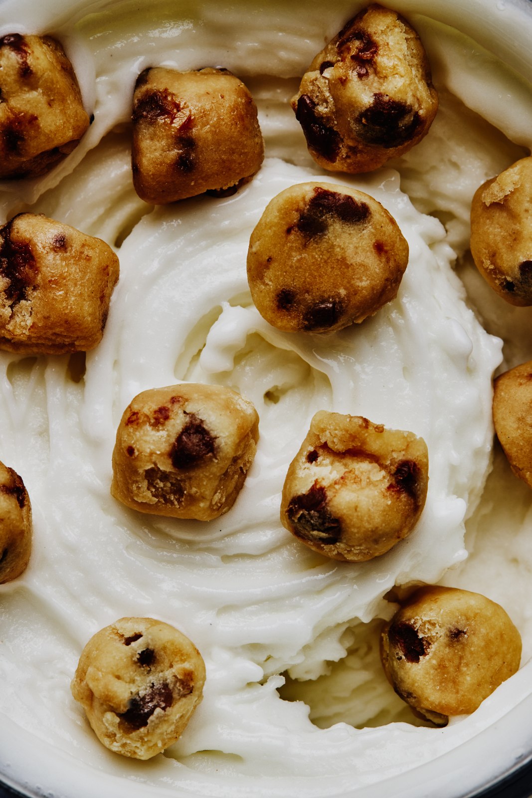 Cookie dough protein ice cream made without protein powder, scooped