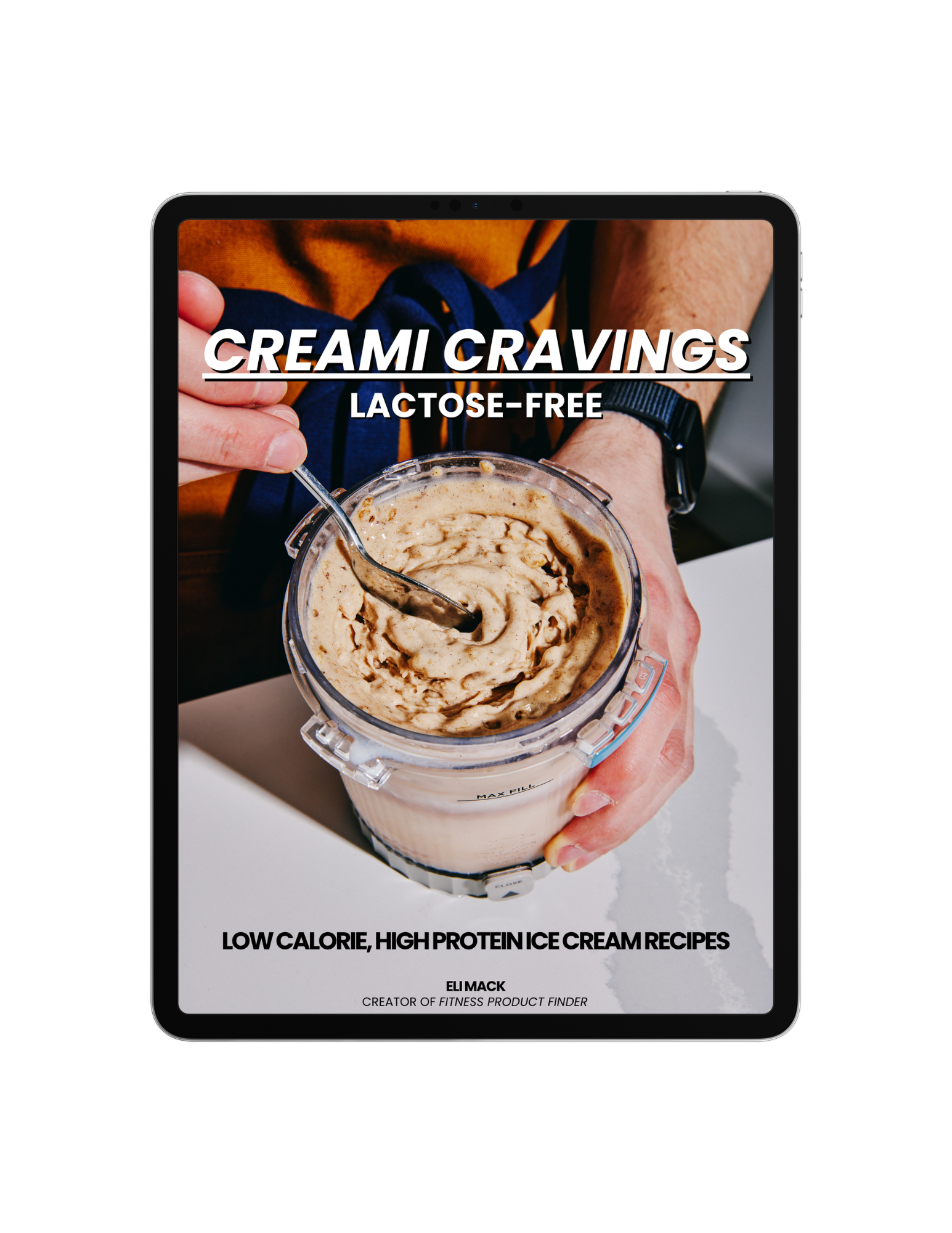 Creami Cravings Lactose-Free Ninja Creami recipe book shown on an iPad